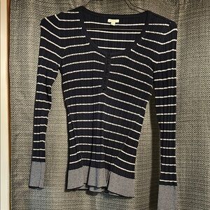 Striped Long Sleeve Ribbed Top